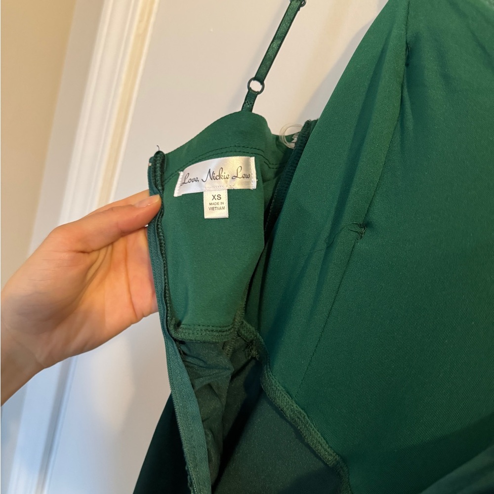 Emerald Green Satin Corset Maxi Dress with Side Slit – XS - Picture 10 of 13